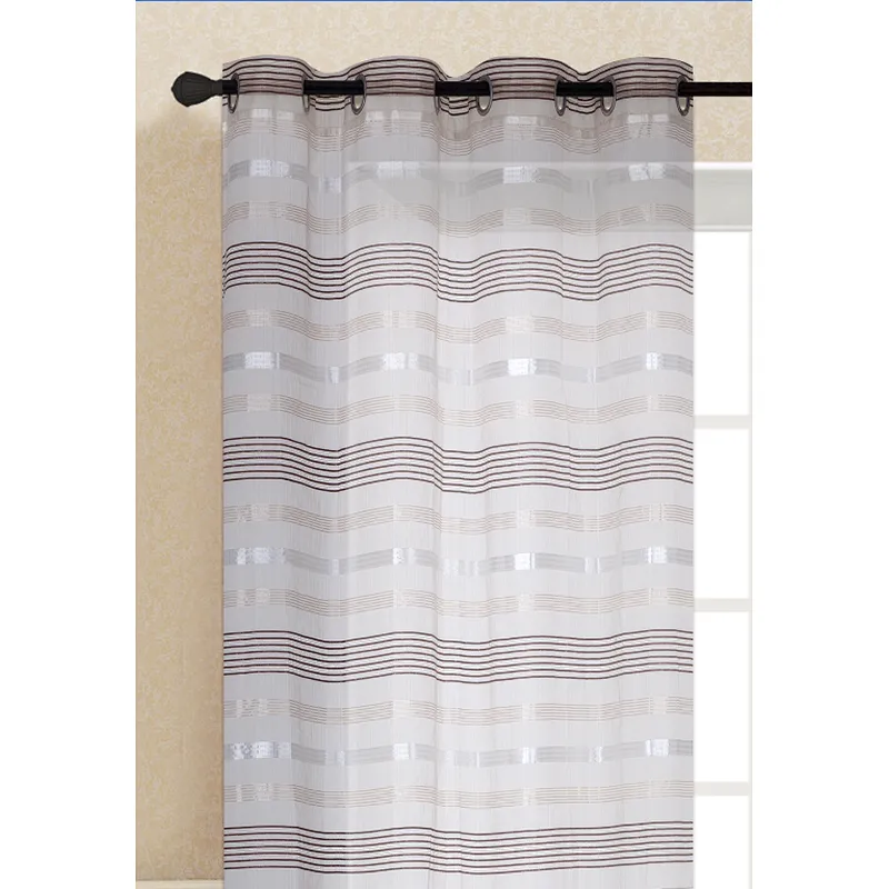 New Design Hot Foil Gold Stamping Curtain  Printing Sheer Fabric Curtain Made In China