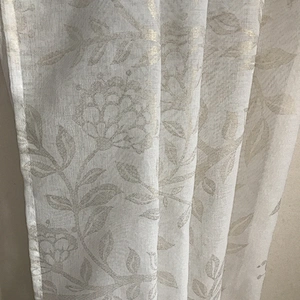 modern metallic shiny hand block leave print gold glitter foil curtain for home decoration