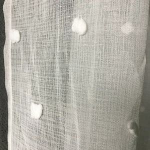 white pattern Pompom  grommets sheer curtain for bedroom from china