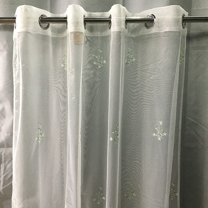 New design small floral embroidered sheer curtains  for home