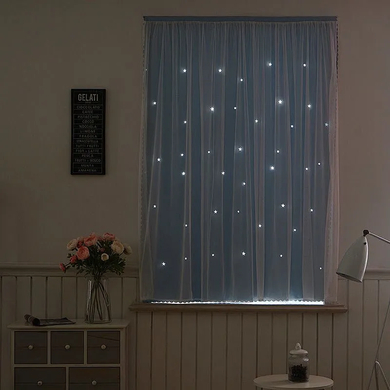 100% Polyester fabric  kids curtains hollow out curtain in stock