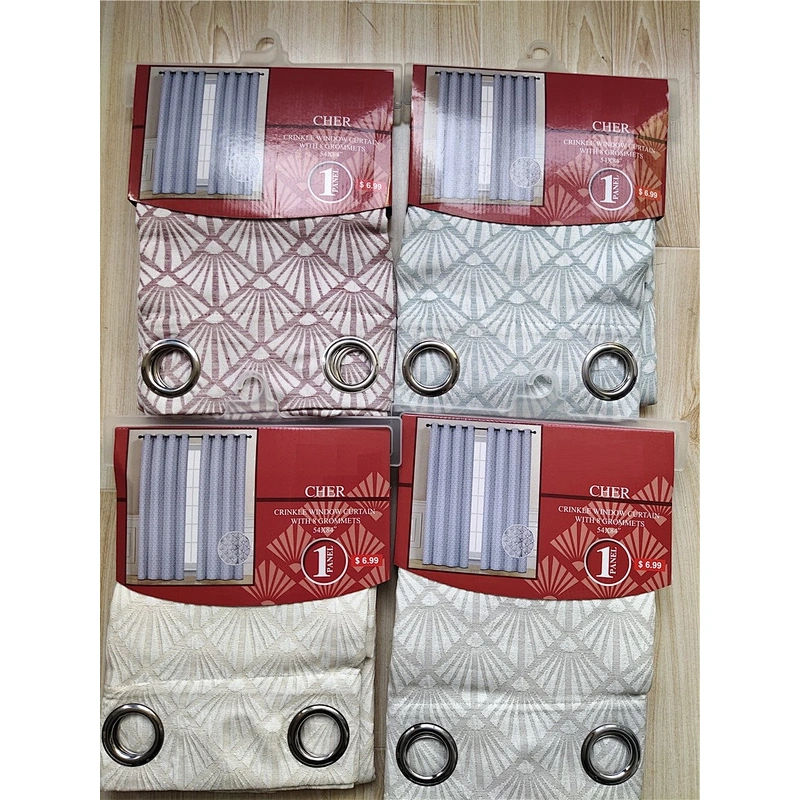 Customized 100% polyester luxury jacquard crinkle design living room window curtains for sale