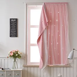 100% Polyester fabric  kids curtains hollow out curtain in stock