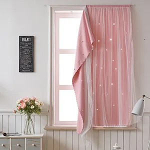 100% Polyester fabric  kids curtains hollow out curtain in stock