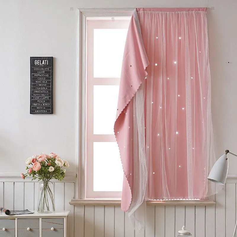 100% Polyester fabric  kids curtains hollow out curtain in stock