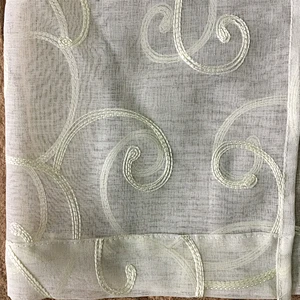 Western style decorative linen looked window sheer curtain with shinny