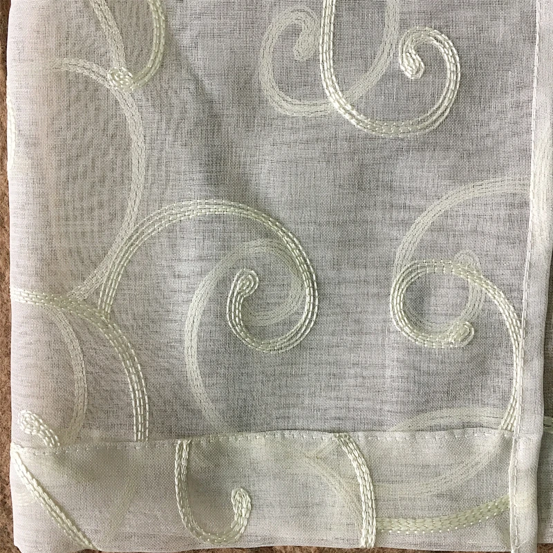 Western style decorative linen looked window sheer curtain with shinny