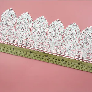 DIY French beautiful double lace hollow milk side water soluble lace for wedding dress