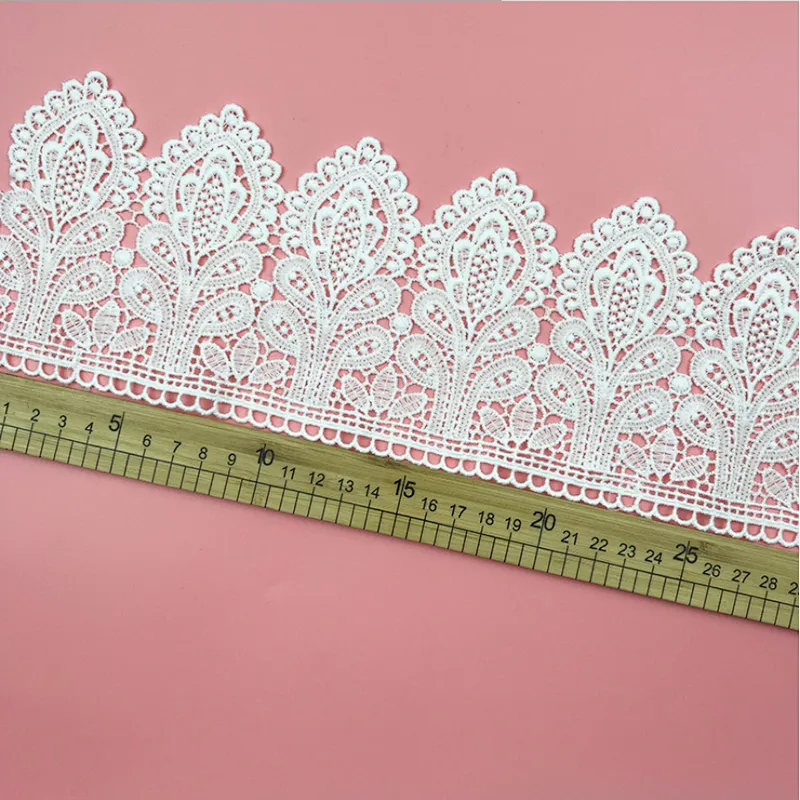 DIY French beautiful double lace hollow milk side water soluble lace for wedding dress