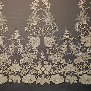 3D flower embroidery mesh african lace fabric nigerian lace fabric 2019 for bride wedding dress