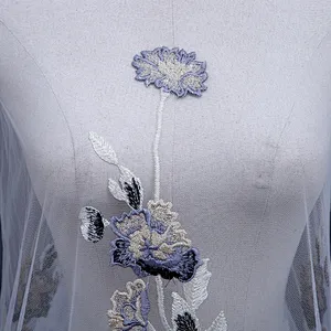 African Bridal Tulle Mesh Floral Embroidery Lace Fabric Curtain DIY Lace Fabric