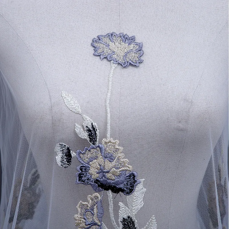 African Bridal Tulle Mesh Floral Embroidery Lace Fabric Curtain DIY Lace Fabric