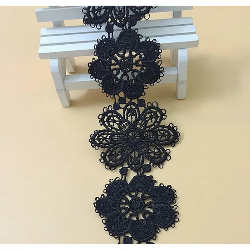 6.5cm african polyester chemical lace for bridal wedding dress