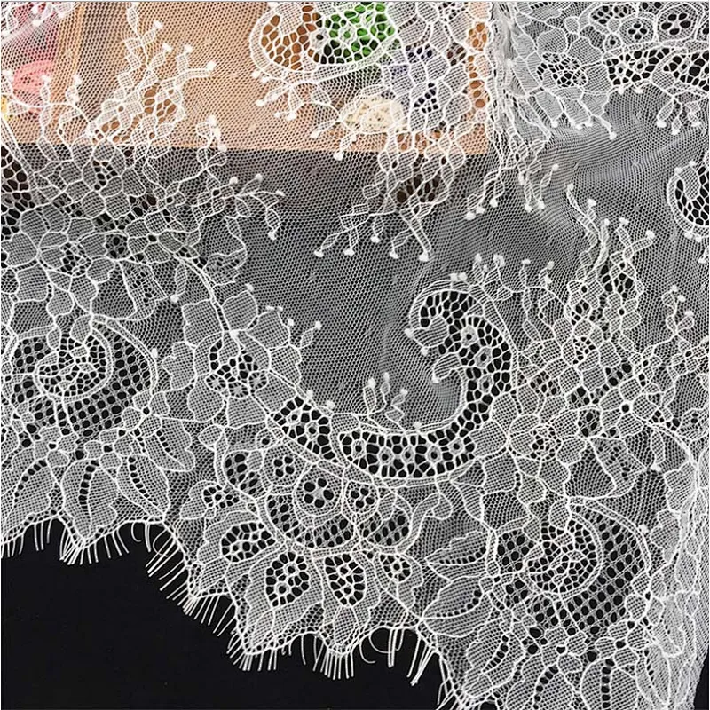 Fashion hot sale 35*300cm 100%  nylon french eyelash lace trim