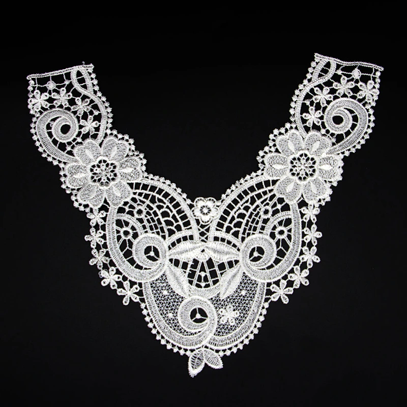 12cm Various Brilliant Flower Patterns V Shaped Milk Yarn Collar Lace