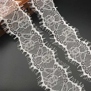 Fashion hot sale 7*300cm 100%  nylon french eyelash lace trim