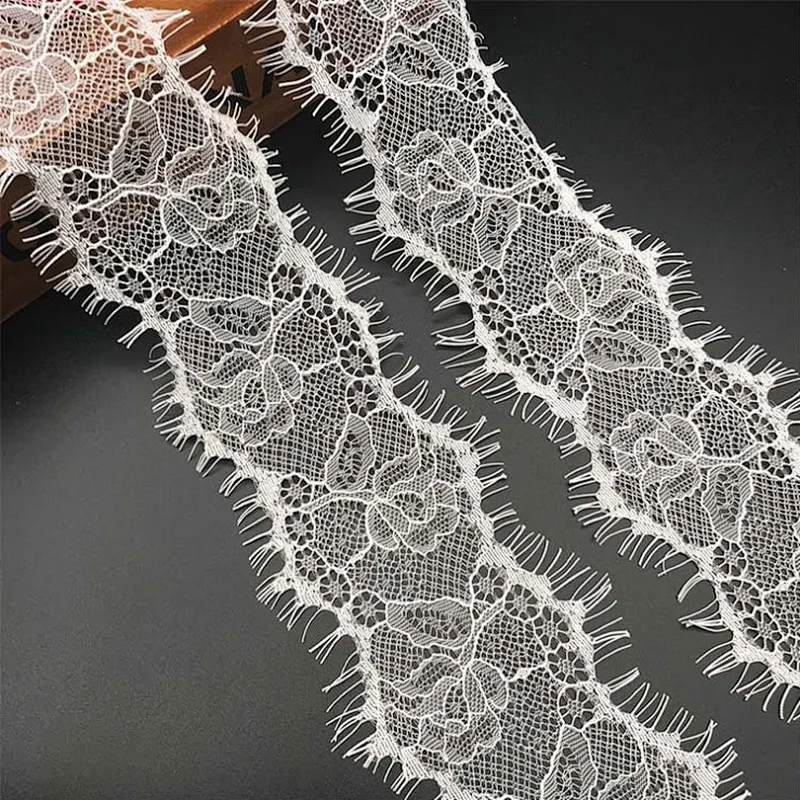 Fashion hot sale 7*300cm 100%  nylon french eyelash lace trim