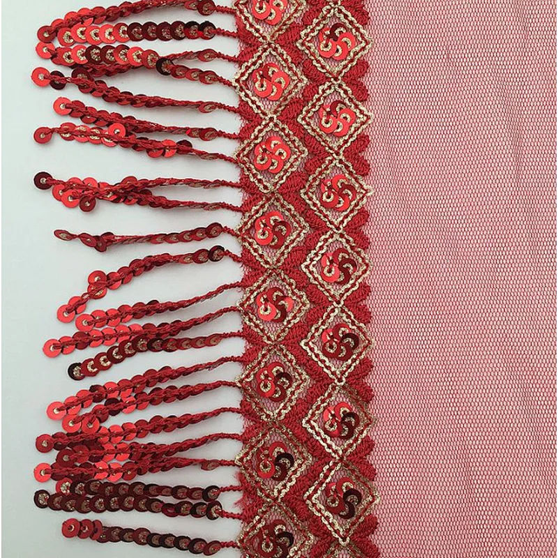 hot selling african polyester sequin bridal fashion tassel net lace fabric for women dress