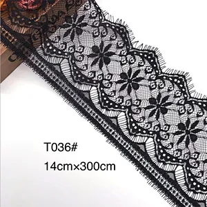 Fashion hot sale 14*300cm 100%  nylon french eyelash lace trim