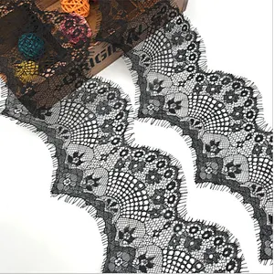 Fashion hot sale 13*300cm 100%  nylon french eyelash lace trim