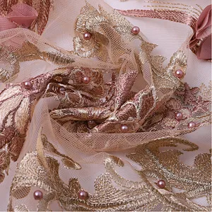 Bead Lace 2019 Mesh 3d Embroidered Applique Flower Embroidery Fashion Fabric