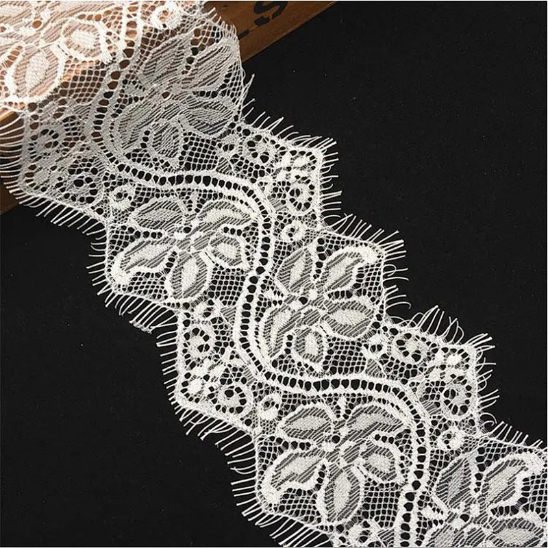Fashion hot sale 10.5*300cm 100%  nylon french eyelash lace trim