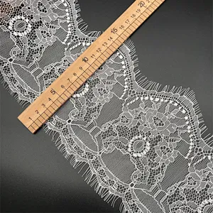 Fashion hot sale 15*300cm 100%  nylon french eyelash lace trim