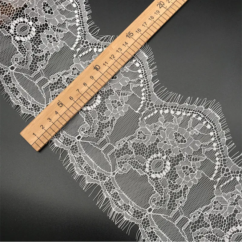 Fashion hot sale 15*300cm 100%  nylon french eyelash lace trim