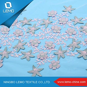 3d Flower Embroidered Chemical Lace Fabric