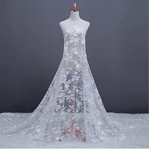 Top sale african 3d flower lace embroidered fabric high quality net lace fabric for wedding bridal dress