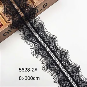 Fashion hot sale 8*300cm 100%  nylon french eyelash lace trim