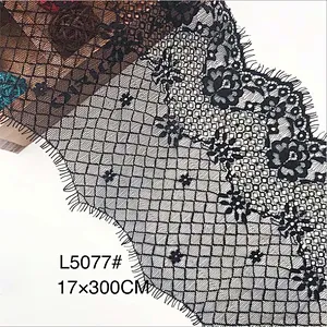 Fashion hot sale 17*300cm 100%  nylon french eyelash lace trim