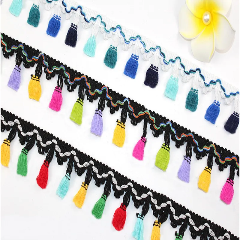 wholesale french 4.5cm  high quality colors thin tassel lace trim for garment accessories