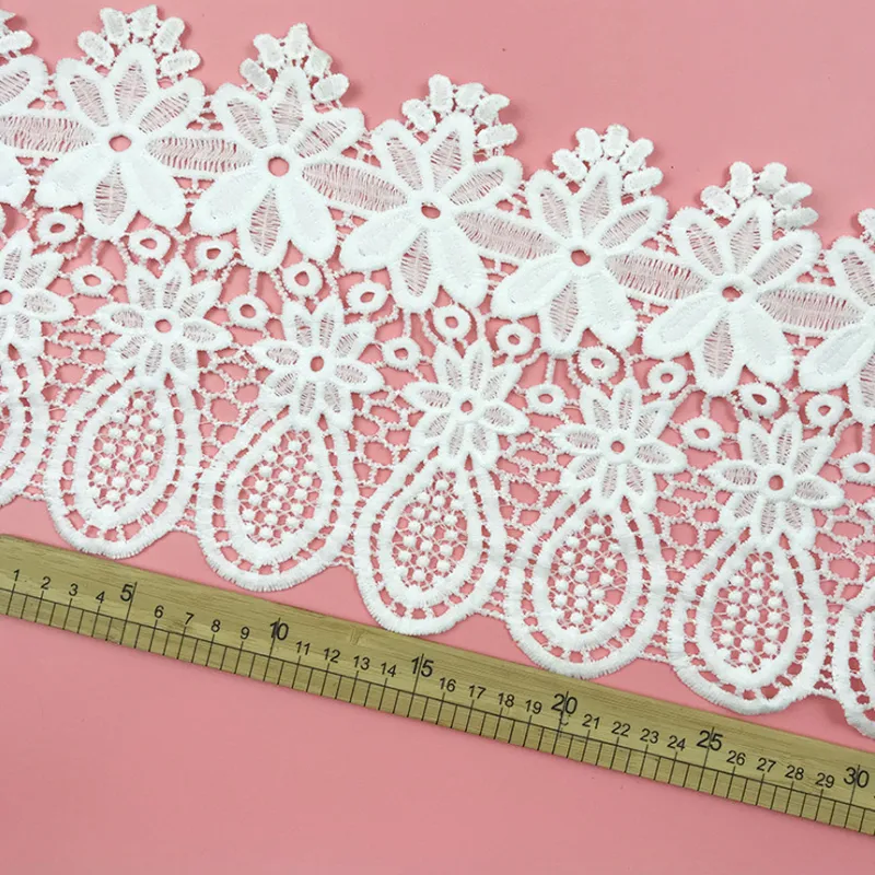 Best selling French double lace hollow milk side water soluble lace for wedding dress