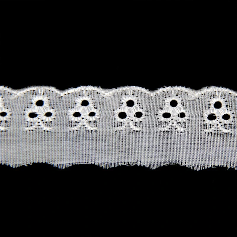 2.5CM Most popular swiss tc vouile lace trimming embroidery