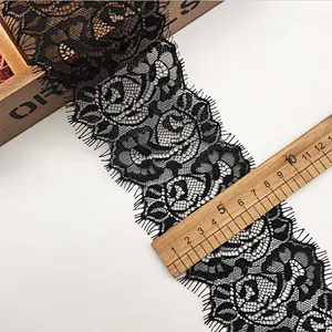 Fashion hot sale 8.5*300cm 100%  nylon french eyelash lace trim