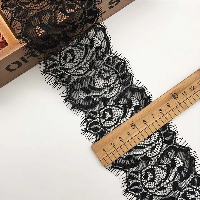 Fashion hot sale 8.5*300cm 100%  nylon french eyelash lace trim