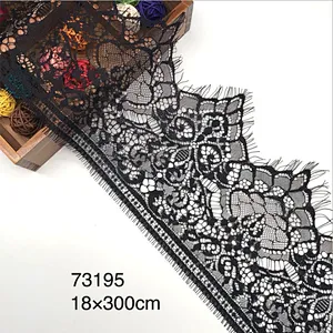 Fashion hot sale 18*300cm 100%  nylon french eyelash lace trim