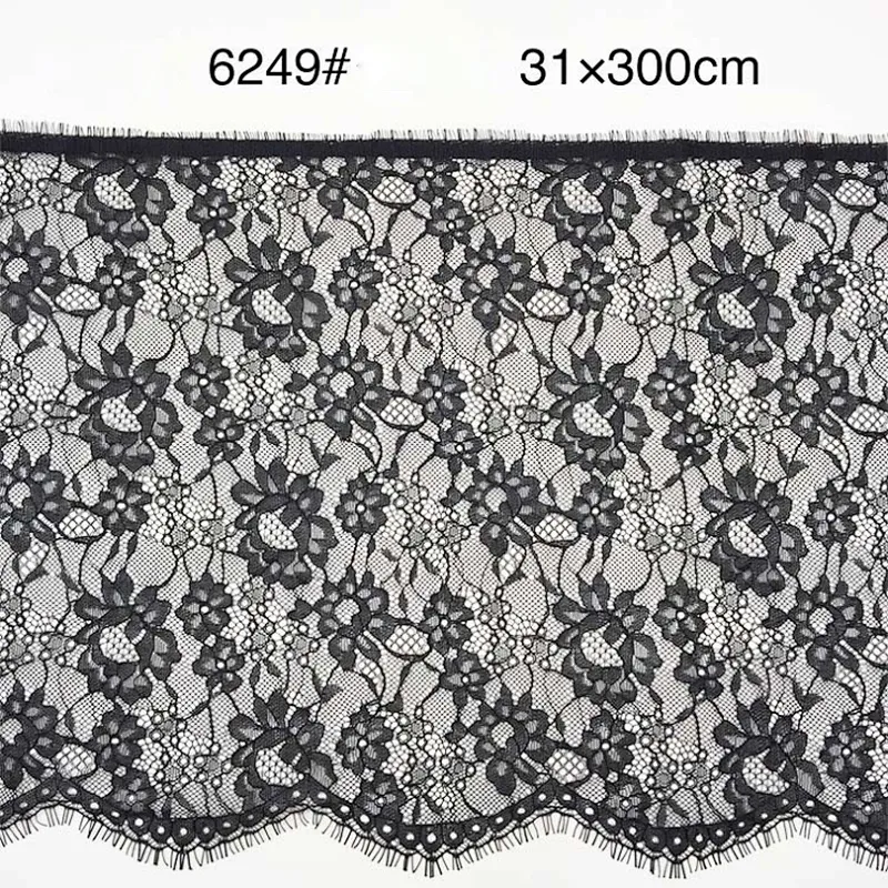 Fashion hot sale 31*300cm 100%  nylon french eyelash lace trim