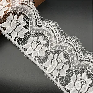 Fashion hot sale 13*300cm 100%  nylon french eyelash lace trim