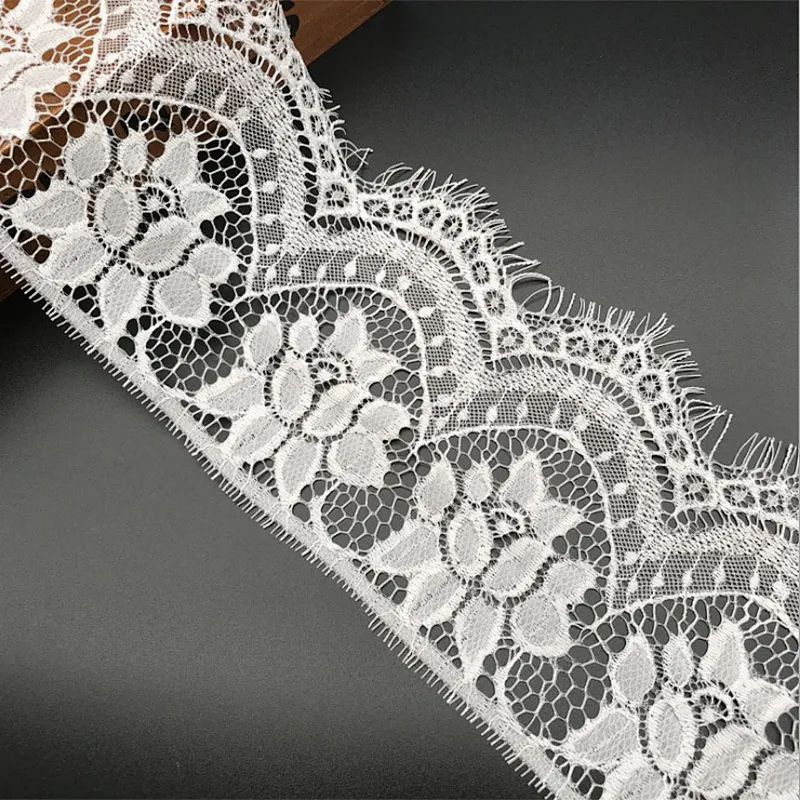 Fashion hot sale 13*300cm 100%  nylon french eyelash lace trim