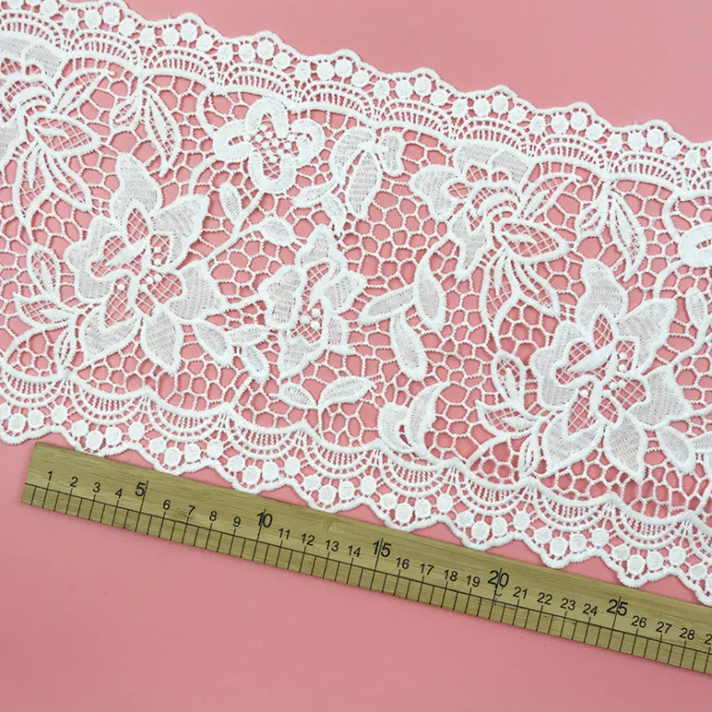 Best selling French double lace hollow milk side water soluble lace for wedding dress