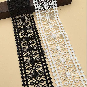 various african designs white&black embroidery polyester chemical guipure Lace trim