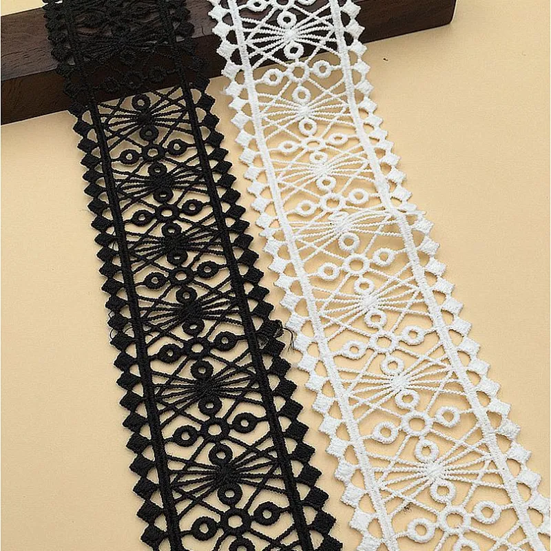 various african designs white&black embroidery polyester chemical guipure Lace trim