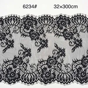 Fashion hot sale 32*300cm 100%  nylon french eyelash lace trim