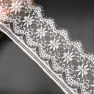 Fashion hot sale 14*300cm 100%  nylon french eyelash lace trim