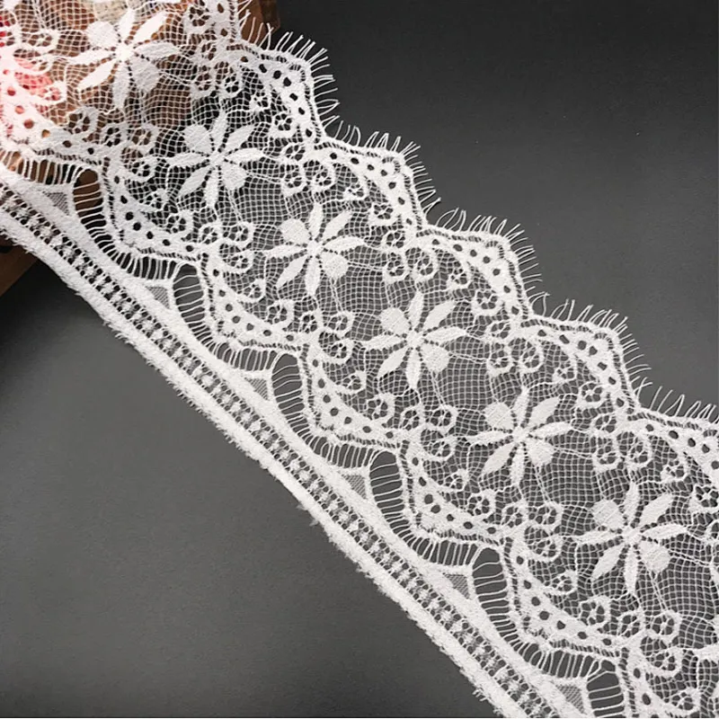 Fashion hot sale 14*300cm 100%  nylon french eyelash lace trim