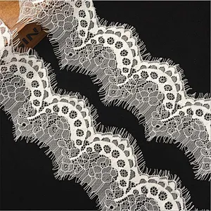 Fashion hot sale 9*300cm 100%  nylon french eyelash lace trim