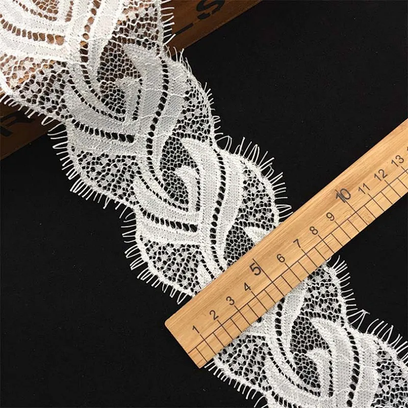 Fashion hot sale 7.5*300cm 100%  nylon french eyelash lace trim