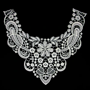 19cm Vivid Plants Pattern Graceful Curve Milk yarn Collar Lace
